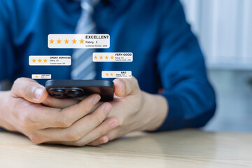 Concept customer satisfaction evaluation and online use feedback. Customers rate the service...