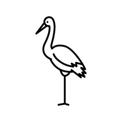 Obraz premium red crowned crane black line icon for digital and print projects.