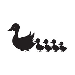 Duck Family Walking Line