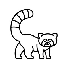 red panda black line icon for digital and print projects.