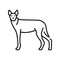 Indian wolf black line icon for digital and print projects.