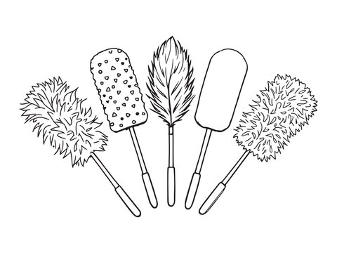 black and white dusters cleaning tools clip art preview