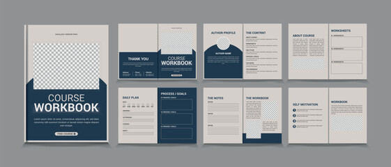 Course Workbook design template, Course Workbook Layout, a4 size Workbook template design