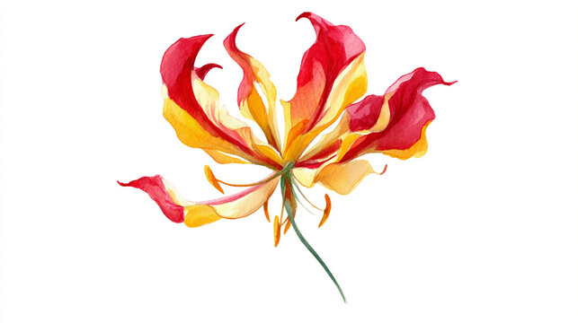 A single watercolor gloriosa lily