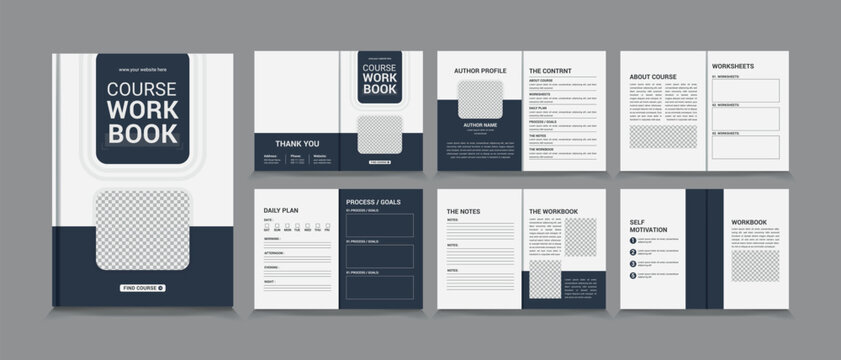 Course Workbook design template, Course Workbook Layout, a4 size Workbook template design