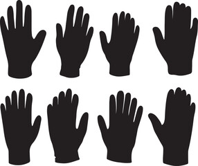 Silhouette Hands Vector Graphic: Diverse Hand Shapes, Anatomy Art, Black and White Illustration