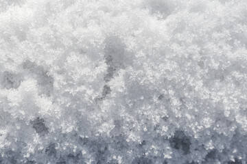The surface of snow in winter. It's in outdoor nature in frozen temperatures