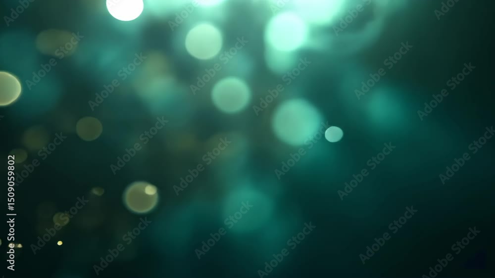 Poster glowing particles and bokeh effect in dark background for abstract design or animation