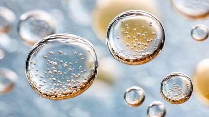 close-up of air bubbles rising to surface with blurry background