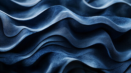Obraz premium Textured Blue Fabric Waves Capturing Light and Shadow Effects
