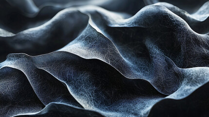 Textured Waves of Dark Blue Leather with Intricate Details and Patterns