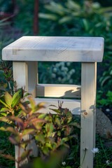 wooden garden stool handmade - mockup