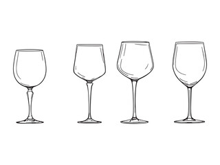 Elegant Goblet Outline Drawing Set