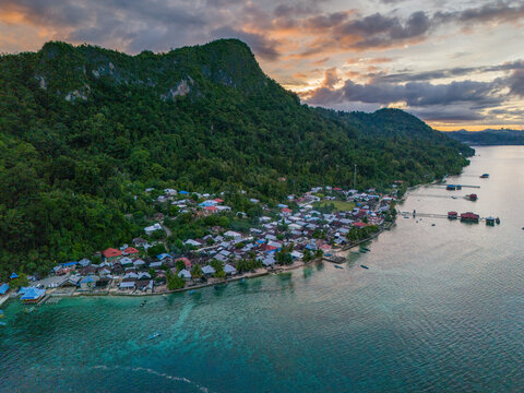 Aerial View of Saleman Village in Seram Island, Maluku, Indonesia