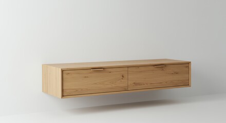 Light beige wooden floating tv stand