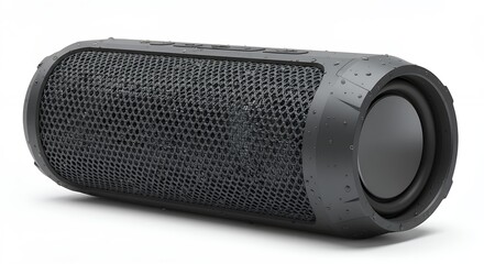 Obraz premium Portable cylinder speaker on white background