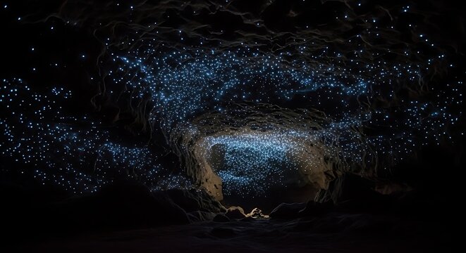 Glowworm Cave with Bioluminescence