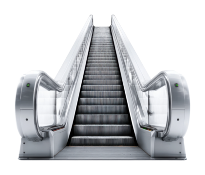 Escalator journey shopping mall capture modern environment eye-level view urban concept isolated on transparent background