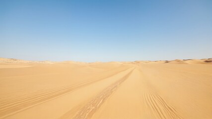  Desert Landscape with Sand Dunes and Clear Sky