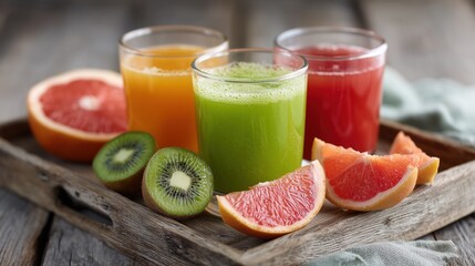 Refreshing juice medley kitchen drink photography rustic setting