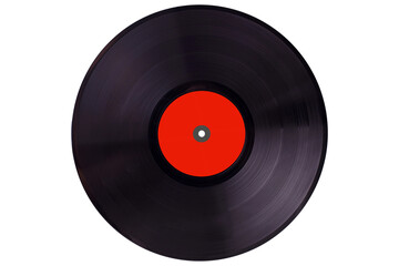 Black Vinyl Record Red Label Isolated