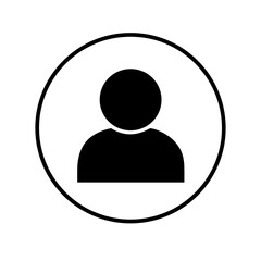 Simple Black and White User Icon in Circle for Profile Account or Contact Information on Website or Application Design