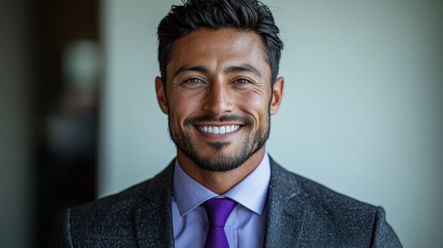 Confident businessman smiling in professional attire