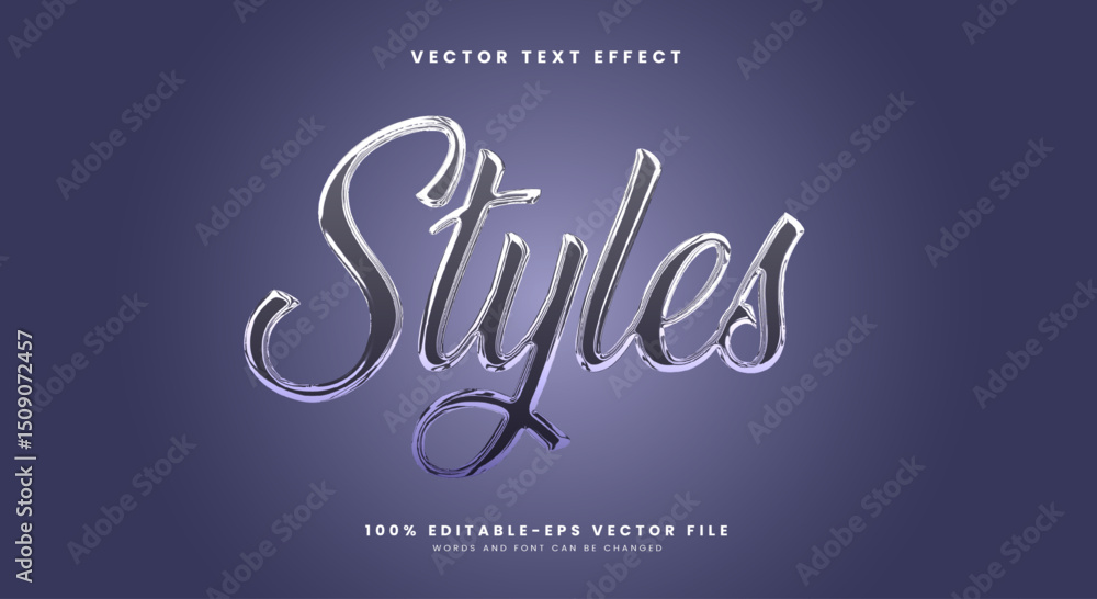 Poster chrome glossy styles 3d editable text effect template