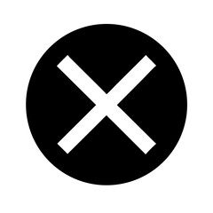 Obraz premium Simple Black Circle with White X Symbol for Cancellation or Deletion on a Plain White Background Isolated