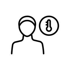 Hot flashes line icon. Disease or menopause symptom. Outline vector illustration icon. Isolated om white background.