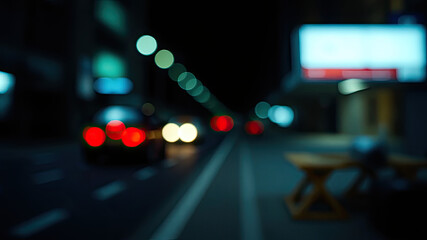 Obraz premium Night city street blurred lights bokeh background