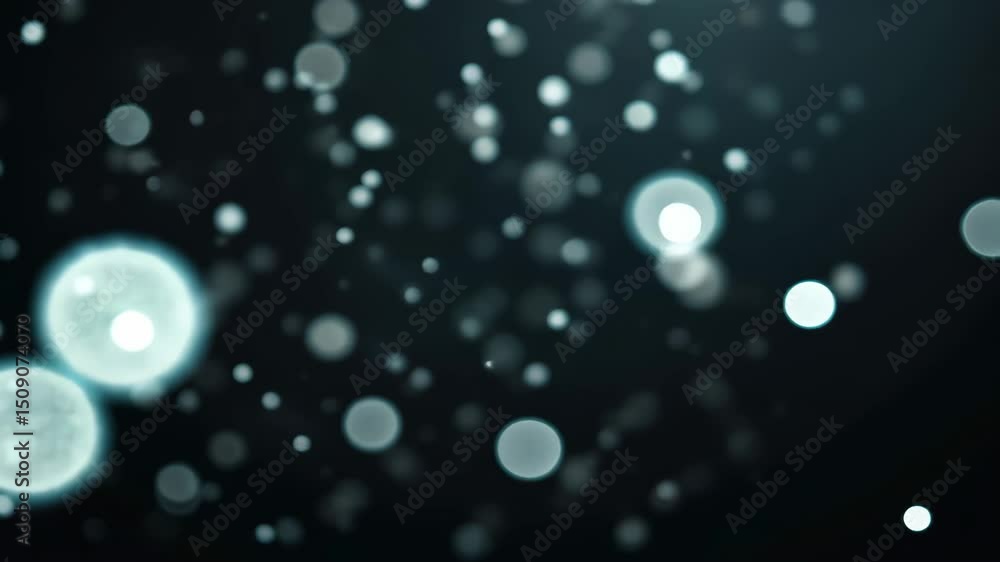 Poster sparkling particles in dark background creating a magical ethereal atmosphere with bokeh effect