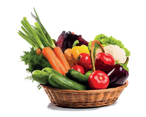 fresh basket with vegetables vector