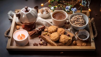 encouraging words and comforting treats on a wooden tray