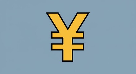 Obraz premium Yen Currency Symbol Gold on Blue Background