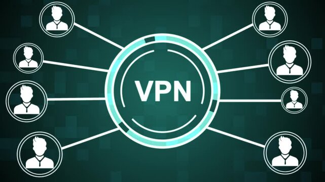 Businessman pressing button vpn creation internet protocols for protection web private network.