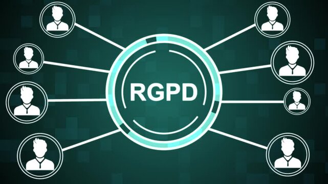 Businessman presses button RGPD general data protection regulation on virtual electronic user web interface.