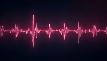 Pulsating Audio Waveform: Red on Dark Background