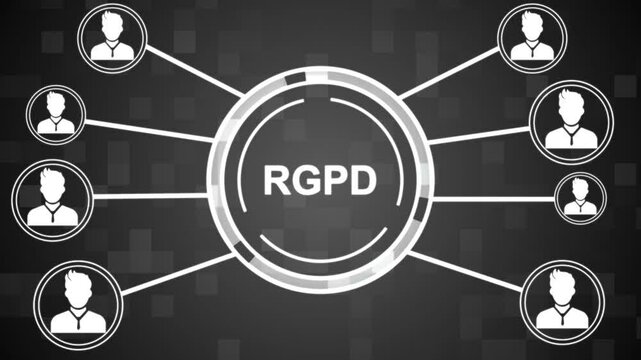 Businessman presses button RGPD general data protection regulation on virtual electronic user web interface.