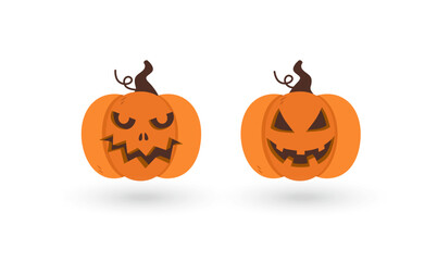 Set of scary and funny halloween pumpkins