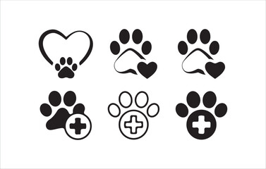 Paw print icon. Pet animal health care insurance symbol. Dog or cat footprint mark vector.  Cat or dog paw icon. Victor illustration eps 10