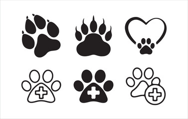 Paw print icon. Pet animal health care insurance symbol. Dog or cat footprint mark vector.  Cat or dog paw icon. Victor illustration eps 10