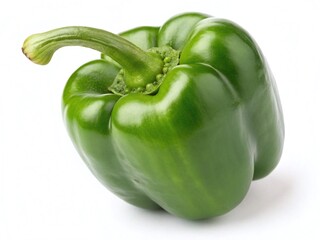 Whole Green Bell Pepper Fresh  on White Background
