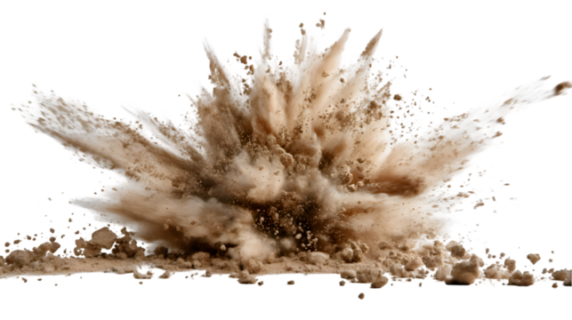 Dramatic Dirt Explosion Brown Dust Cloud