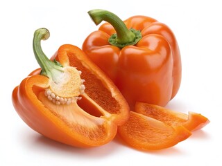Bright Orange Bell Pepper with Clean White Background