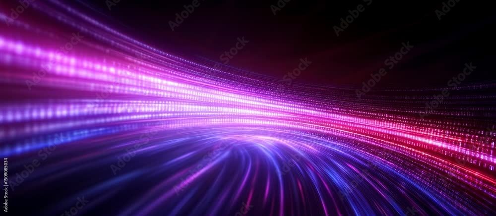Poster vibrant light trails creating dynamic energy movement in a futuristic space