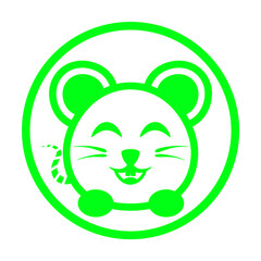 green smile rat line design circle icon