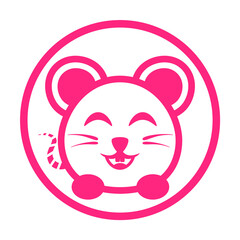 pink smile rat line design circle icon
