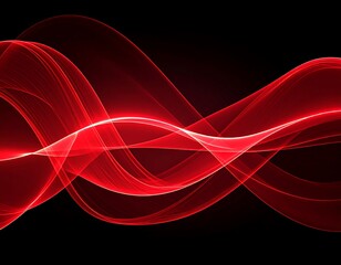 Naklejka premium Abstract red flowing waves on black background (1)