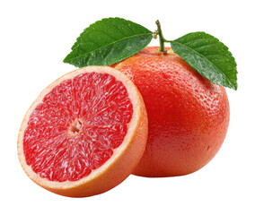 Juicy pink grapefruit slices fresh produce market food healthy eating isolated on transparent background